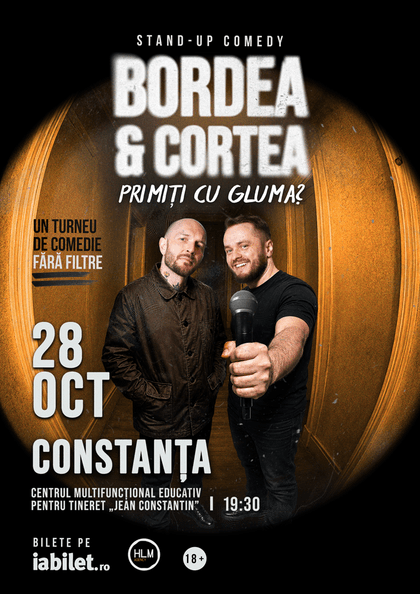 Afișul pentru Bordea & Cortea - "Primiți cu gluma?"