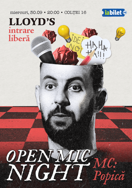 Afișul pentru Stand-up comedy Open Mic cu MC Popică 30.09
